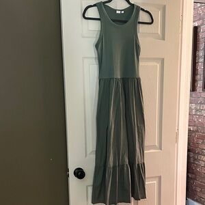 GAP Sleeveless Olive Maxi Dress